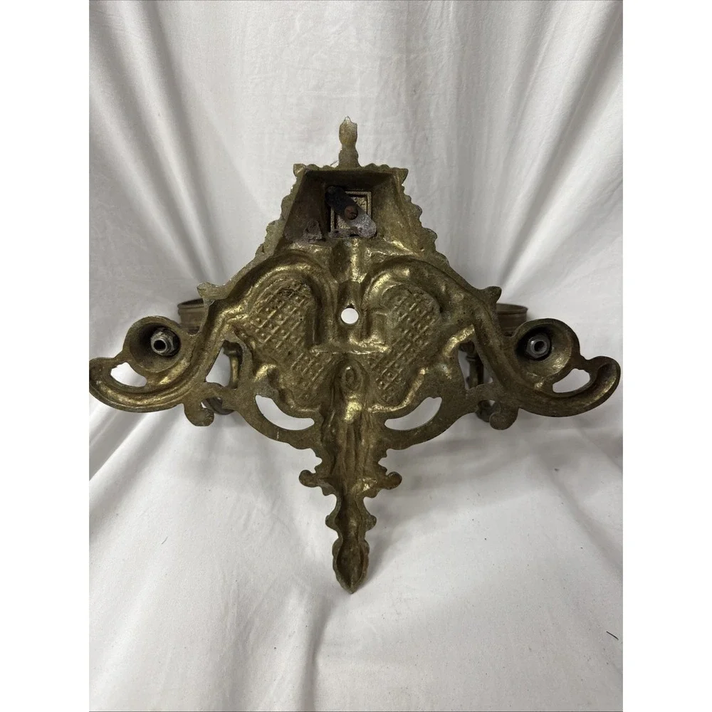Antique 19th Century Neoclassical Ornate Bronze Double Arm Light Candle Sconce